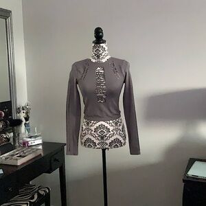 BNWT garage long sleeve grey top with cut outs